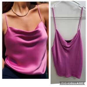 Zara Fuchsia Satin Camisole crop top size L